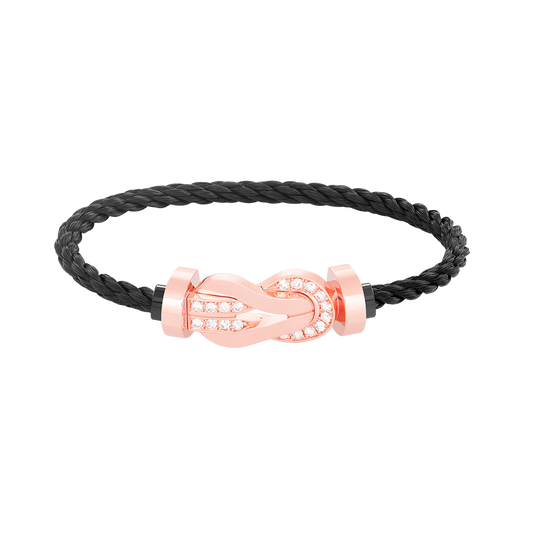 [Rose Tomorrow]CHANCE LARGE 8 FIGURE BUCKLE HALF DIAMOND BRACELET ROSE GOLD