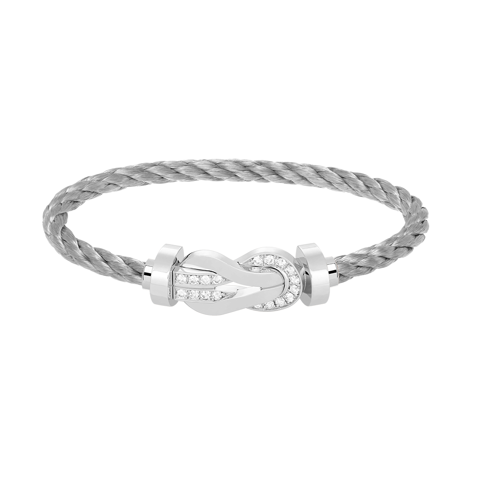 [Rose Tomorrow]CHANCE LARGE 8 FIGURE BUCKLE HALF DIAMOND BRACELET SILVER