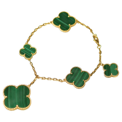 [Rose Tomorrow]MAGIC CLOVER MALACHITE GOLD BRACELET 5 MOTIFS