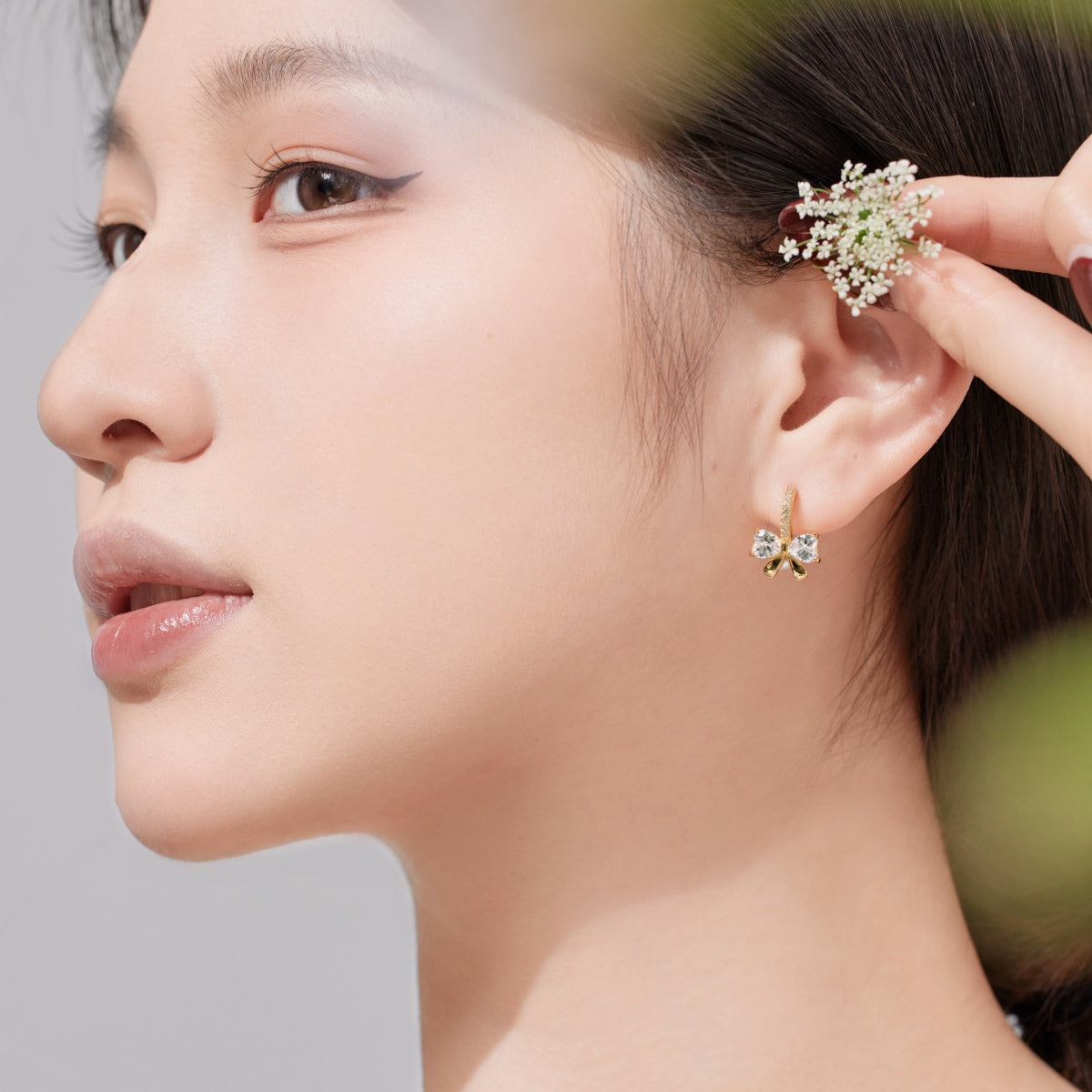 [Rose Tomorrow]Exquisite Earrings With Heart-Shaped Bow Design