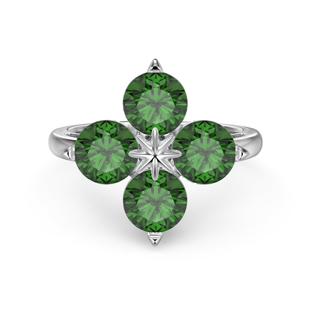 [Rose Tomorrow]Four-Leaf Clover Eight-Pointed Star Ring