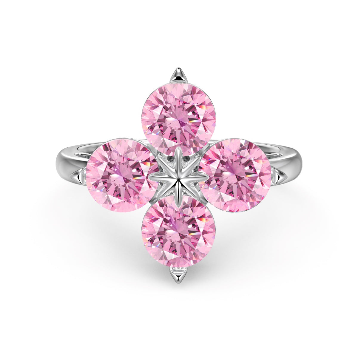 [Rose Tomorrow]Four-Leaf Clover Eight-Pointed Star Ring