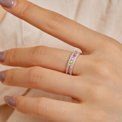 [Rose Tomorrow]Delicate Colorful Round Cut Daily Ring