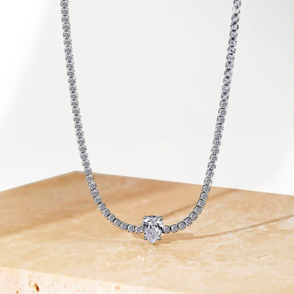 [Rose Tomorrow]1.0 carat Unique Pear Cut Tennis Necklace