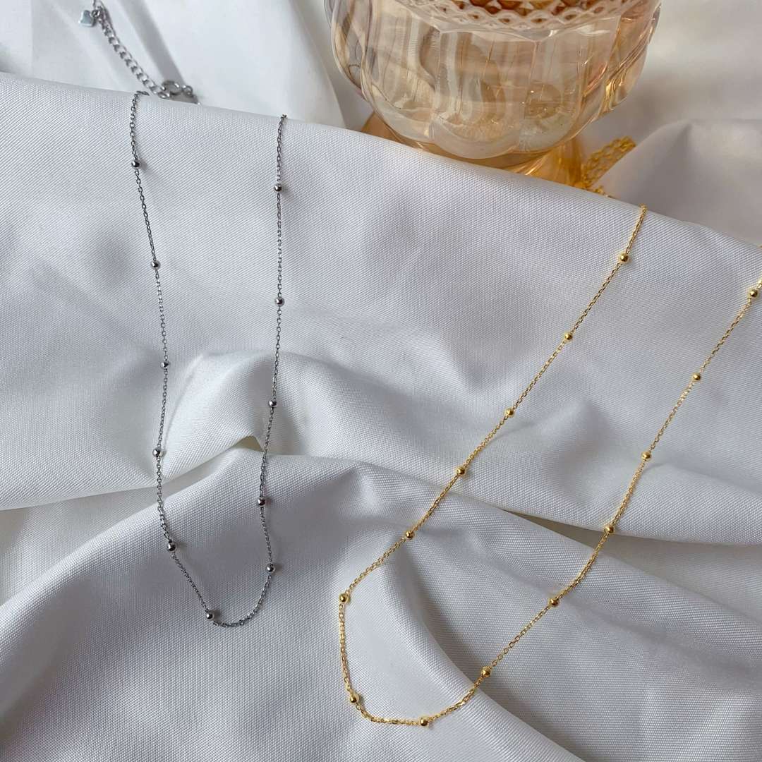 [Rose Tomorrow]Small Bead Clavicle Chain Simple Necklace