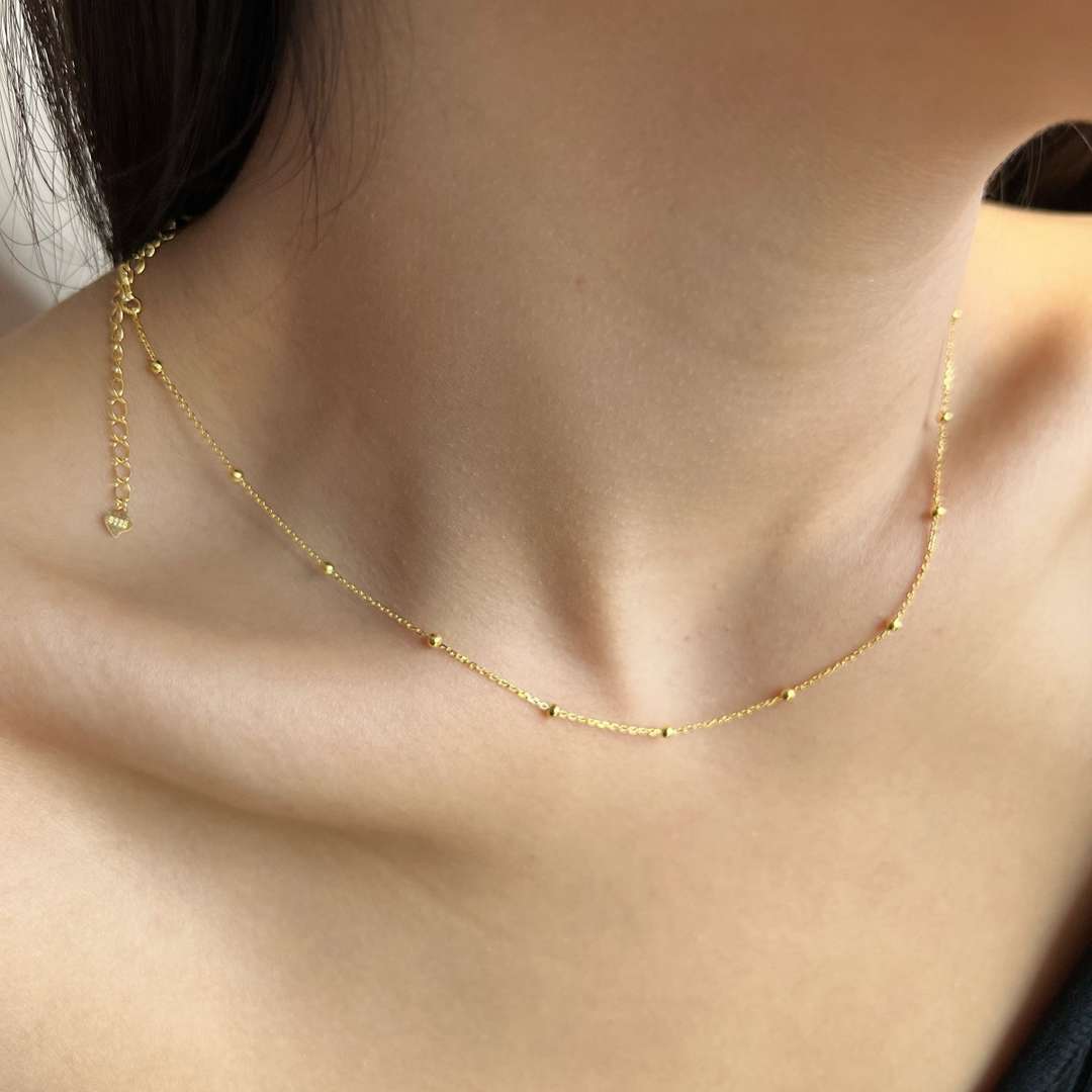 [Rose Tomorrow]Small Bead Clavicle Chain Simple Necklace