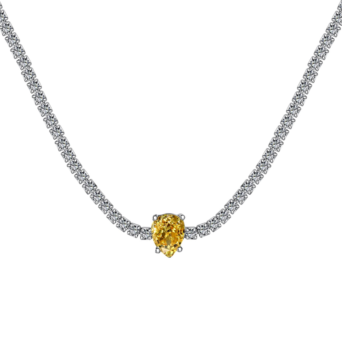 [Rose Tomorrow]1.0 carat Unique Pear Cut Tennis Necklace