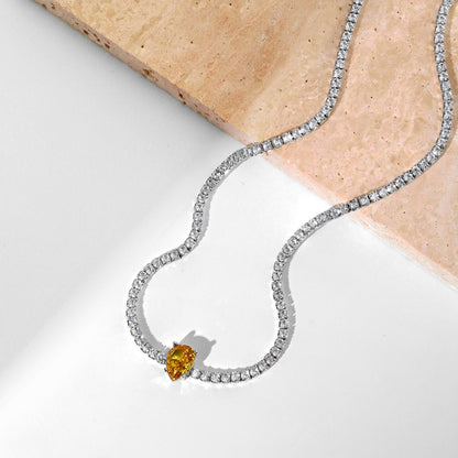 [Rose Tomorrow]1.0 carat Unique Pear Cut Tennis Necklace