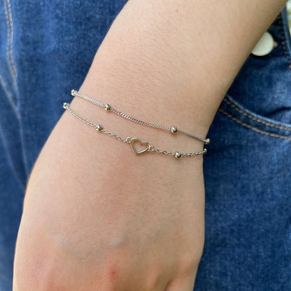 [Rose Tomorrow]Dainty Double Layer Love Heart Bracelet