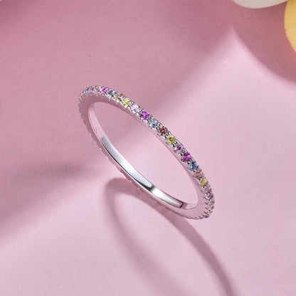 [Rose Tomorrow]Ornate Colorful Round Cut Tennis Ring