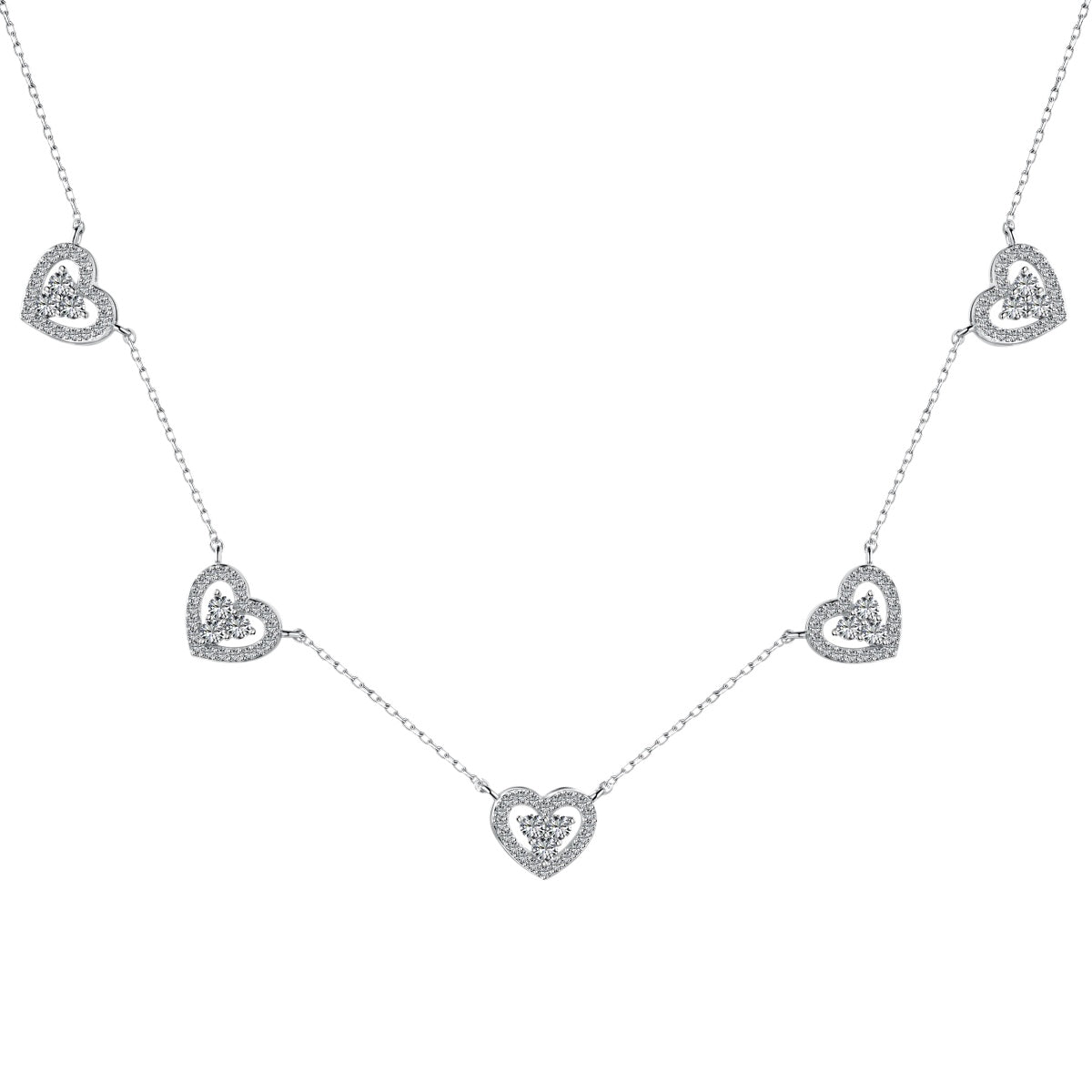 [Rose Tomorrow]Sparkling Five Heart Necklace