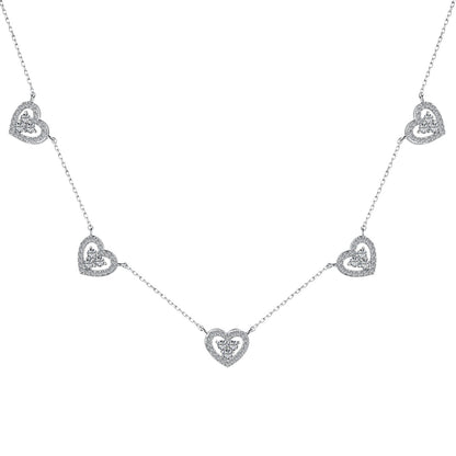 [Rose Tomorrow]Sparkling Five Heart Necklace