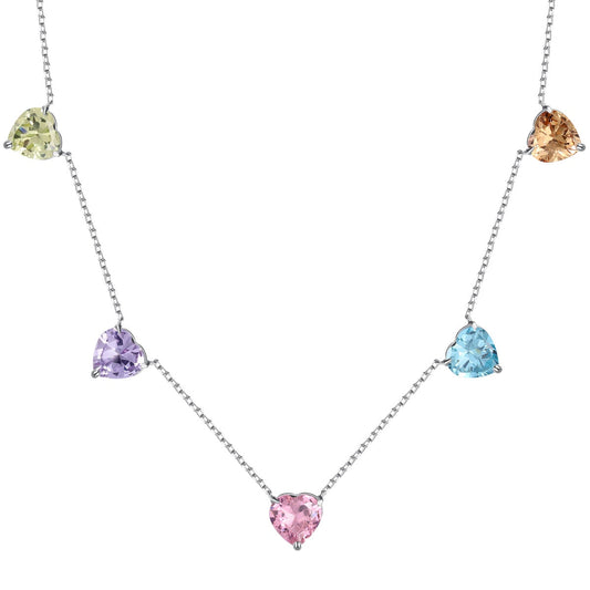 [Rose Tomorrow]Sparkling Colorful Heart Cut Necklace