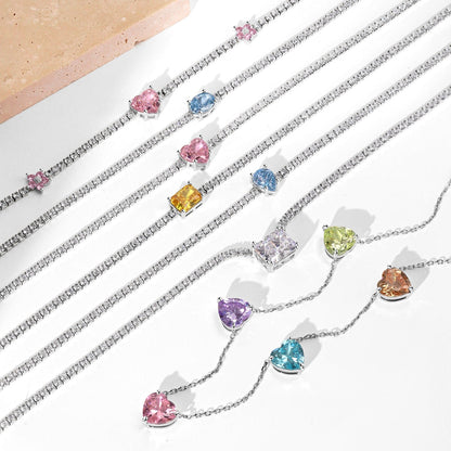 [Rose Tomorrow]Dazzling Pink Heart Flower Necklace