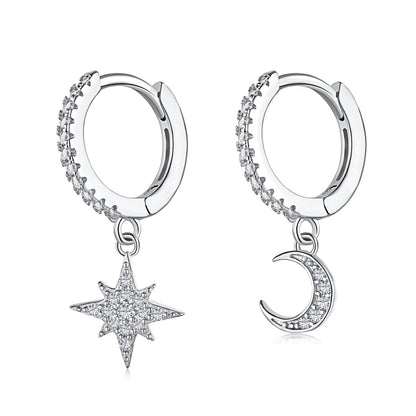 [Rose Tomorrow]Star and Moon Asymmetric Earrings