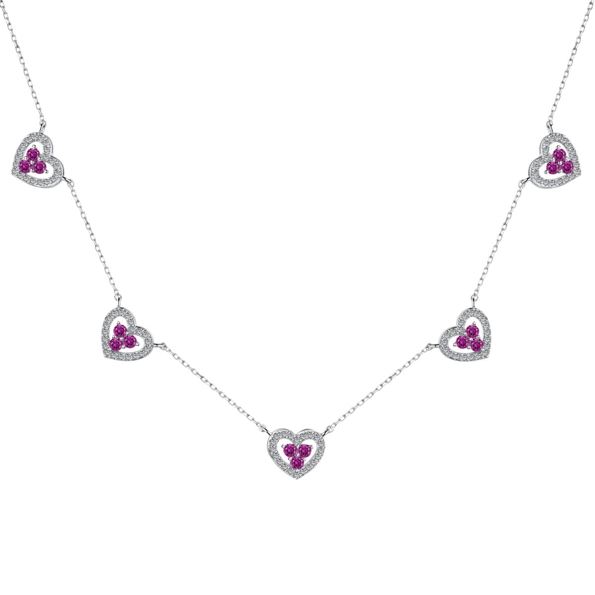 [Rose Tomorrow]Sparkling Five Heart Necklace