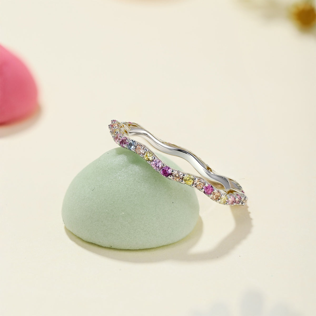 [Rose Tomorrow]Dainty Colorful Round Cut Party Ring