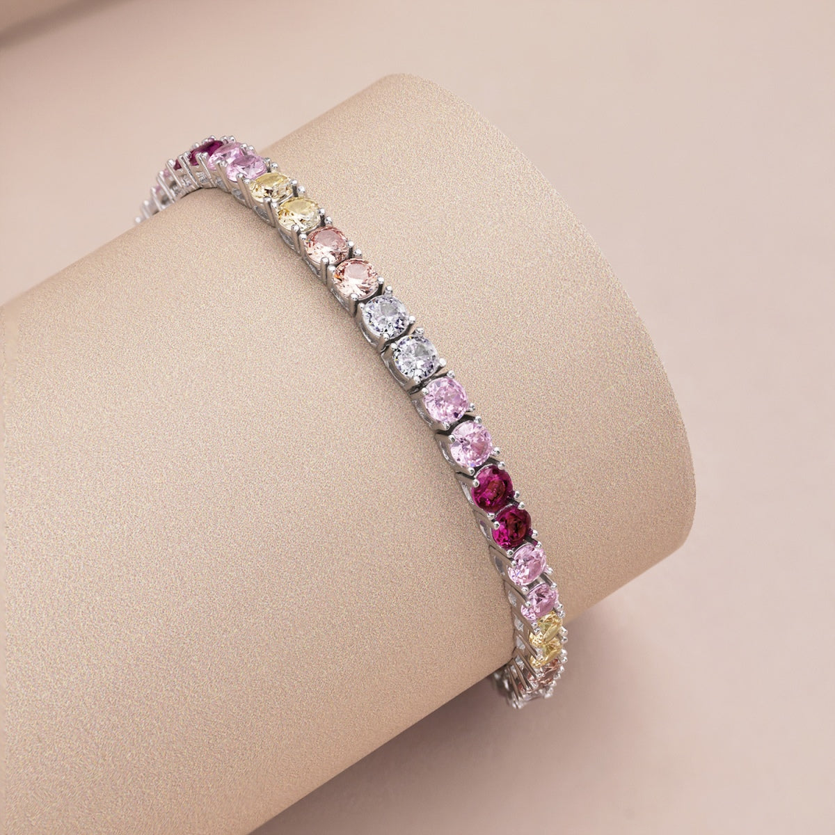 [Rose Tomorrow]Radiant Colorful Round Cut Tennis Bracelet