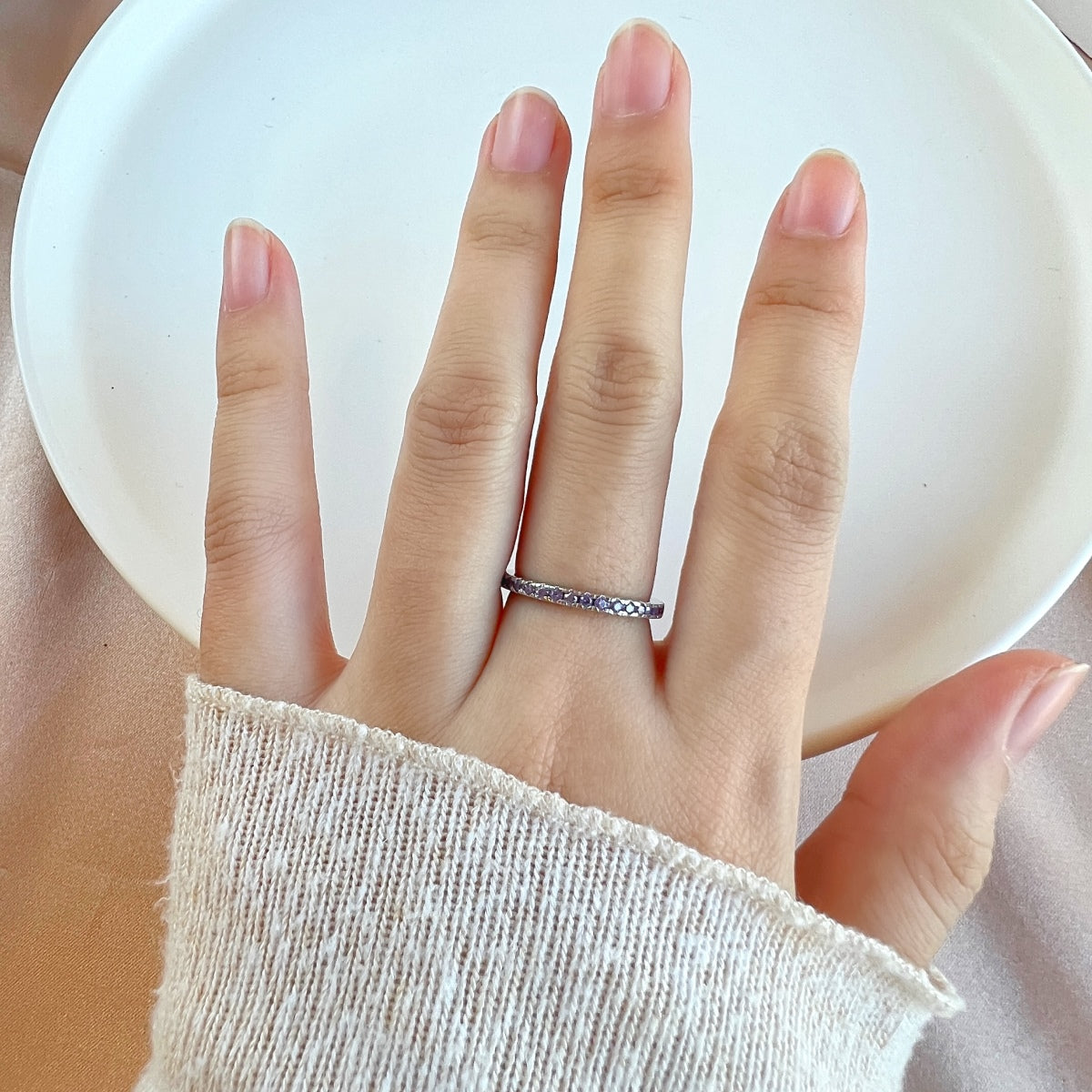 [Rose Tomorrow]Delicate Sparkling Round Cut Daily Ring