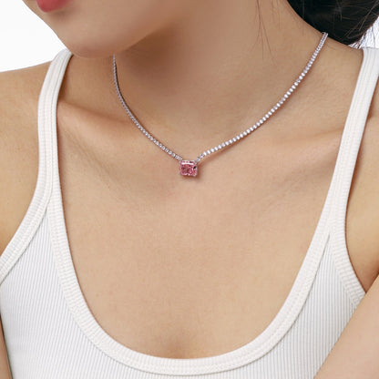 [Rose Tomorrow]4.0 Carat Elegant Radiant Cut Necklace