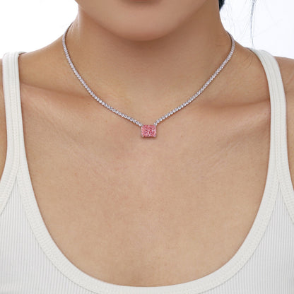 [Rose Tomorrow]4.0 Carat Elegant Radiant Cut Necklace