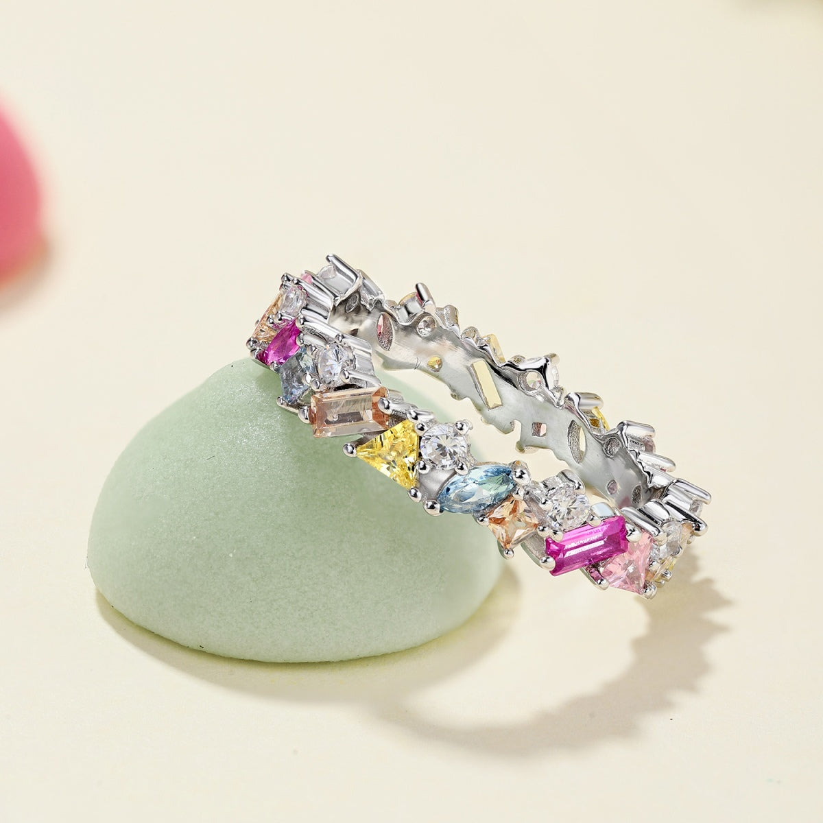 [Rose Tomorrow]Dazzling Polychromatic Multi cut Daily Ring