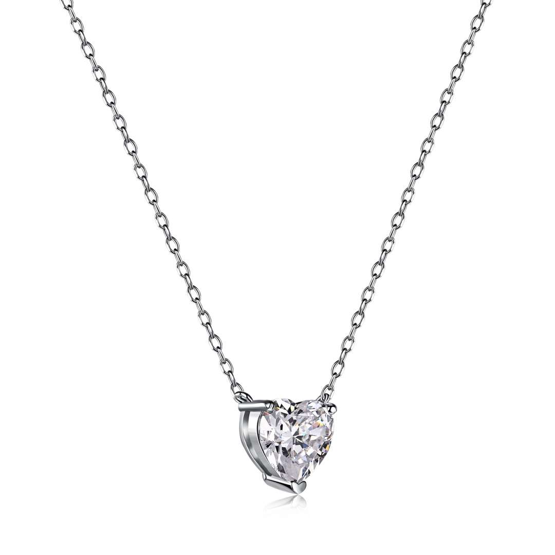 [Rose Tomorrow]Heart Shape Main Stone Pendant Collarbone Necklace