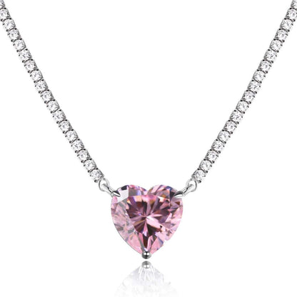 [Rose Tomorrow]8.0 Carat Versatile Colorful Sweet Heart-Shaped Tennis Necklace