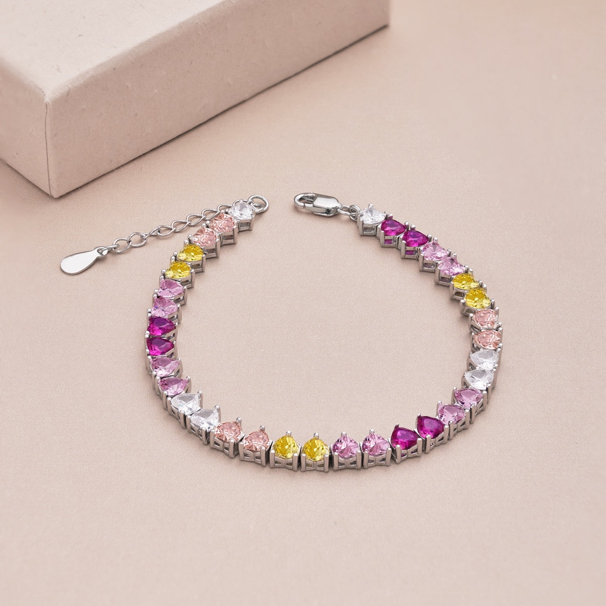 [Rose Tomorrow]Luxurious Colorful Romantic Heart Shape Lover Bracelet