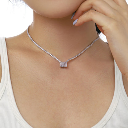 [Rose Tomorrow]4.0 Carat Elegant Radiant Cut Necklace