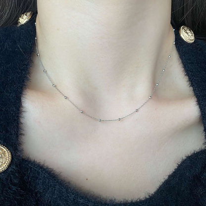 [Rose Tomorrow]Small Bead Clavicle Chain Simple Necklace