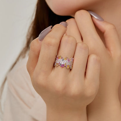 [Rose Tomorrow]Luxurious Colorful Radiant Cut Daily Ring