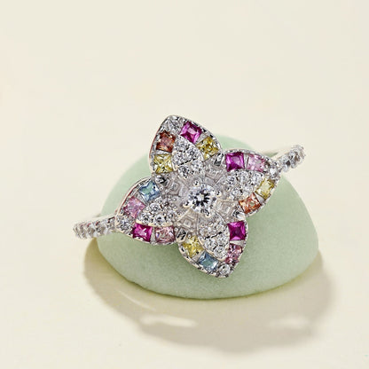 [Rose Tomorrow]Luxurious Colorful Flower Shape Banquet Ring