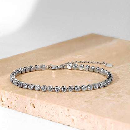 [Rose Tomorrow]Ornate  Sparkling Round Cut Daily Bracelet