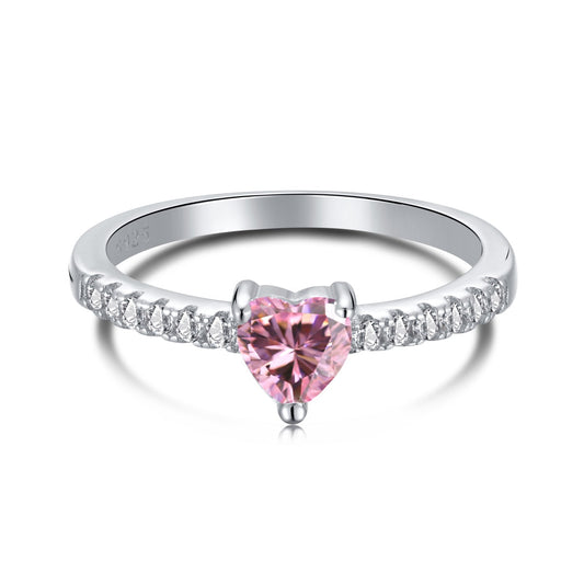 [Rose Tomorrow]0.5 Carat CaratEternity Charming Heart Shape Lover Ring