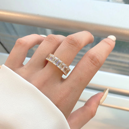 [Rose Tomorrow]0.75 Carat Elegant Emerald Cut Tennis Ring