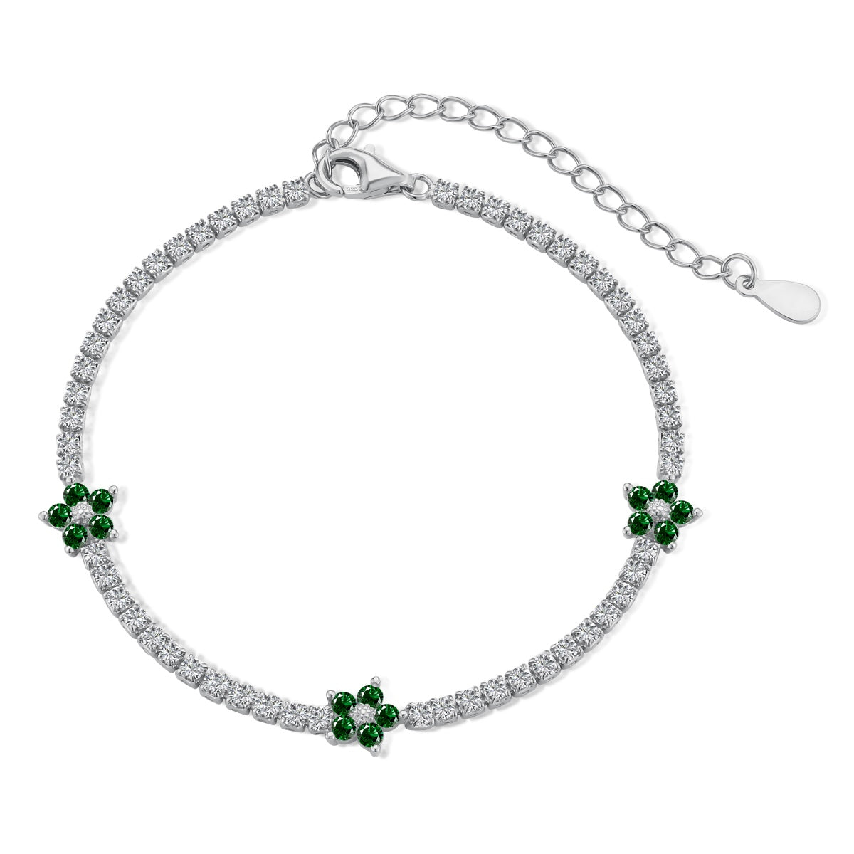 [Rose Tomorrow]Sparkling Flower Shape Tennis Bracelet