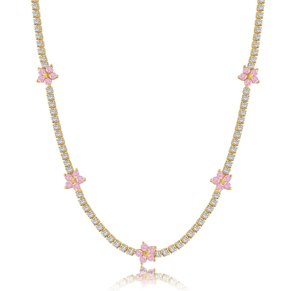 [Rose Tomorrow]Luxurious Colorful Flower Tennis Necklace