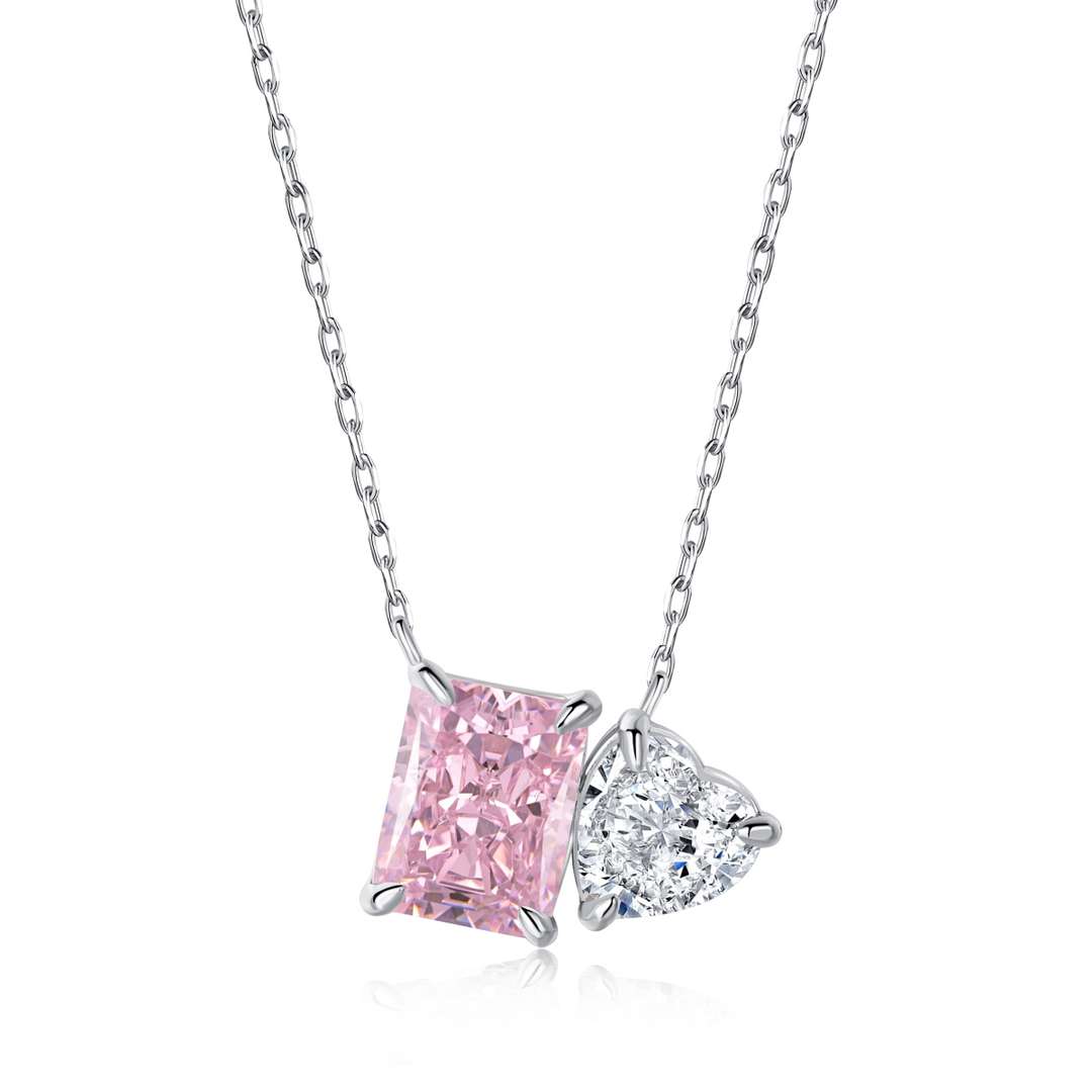 [Rose Tomorrow]Dazzling Square & Heart Shape Necklace