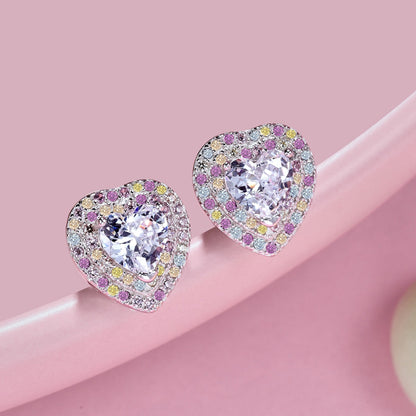 [Rose Tomorrow]Dazzling Heart Shape Lover Earrings