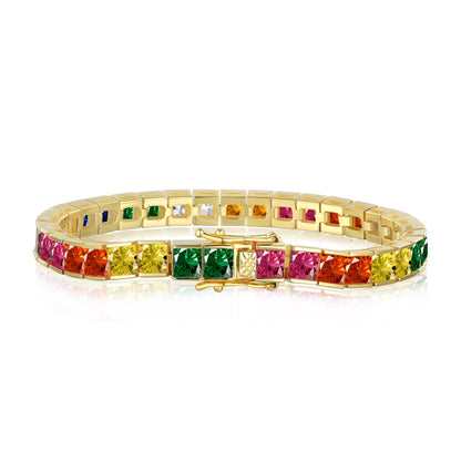 [Rose Tomorrow]Radiant Colorful Princess Cut Tennis Bracelet