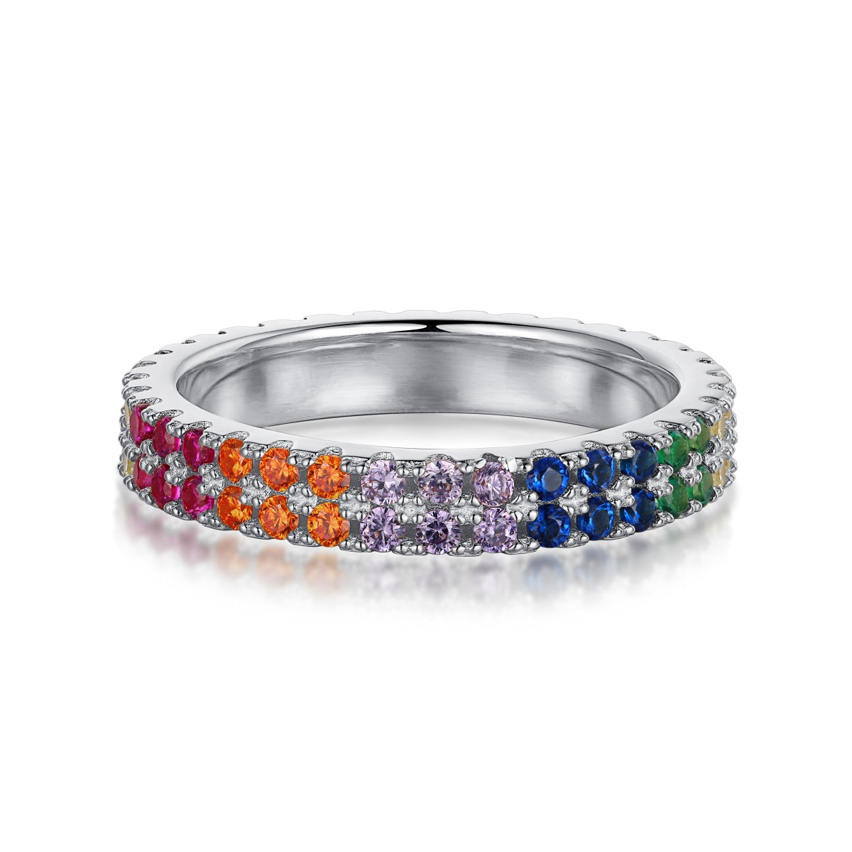 [Rose Tomorrow]Unique Colorful Round Cut Tennis Ring