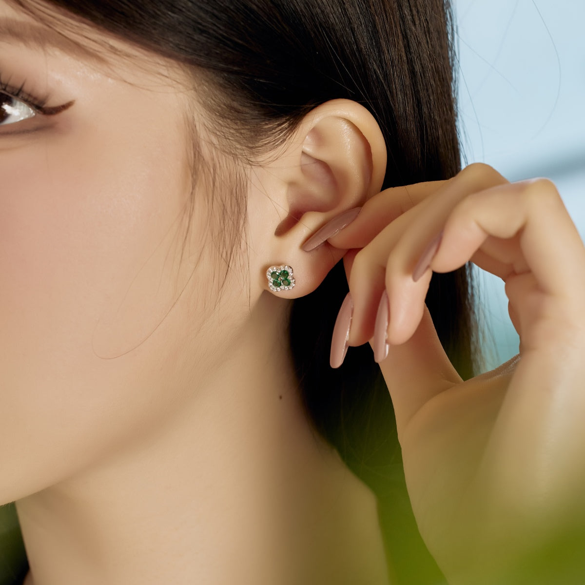 [Rose Tomorrow]Four-Leaf Clover Flower Shaped Earrings