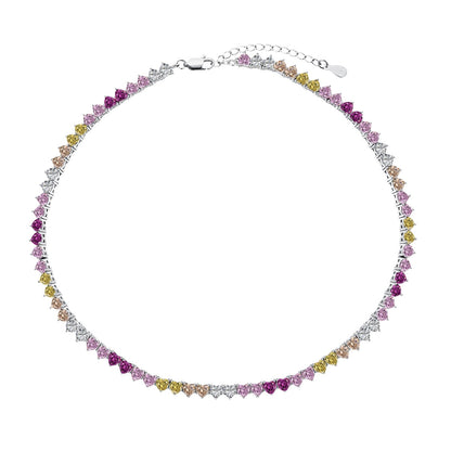 [Rose Tomorrow]Sparkling Colorful Full Heart Tennis Necklace