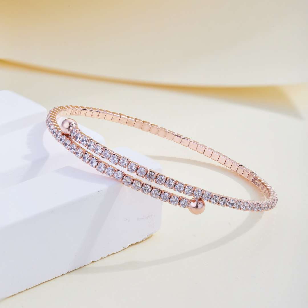 [Rose Tomorrow]Row of Diamonds Round Fashion Bracelet