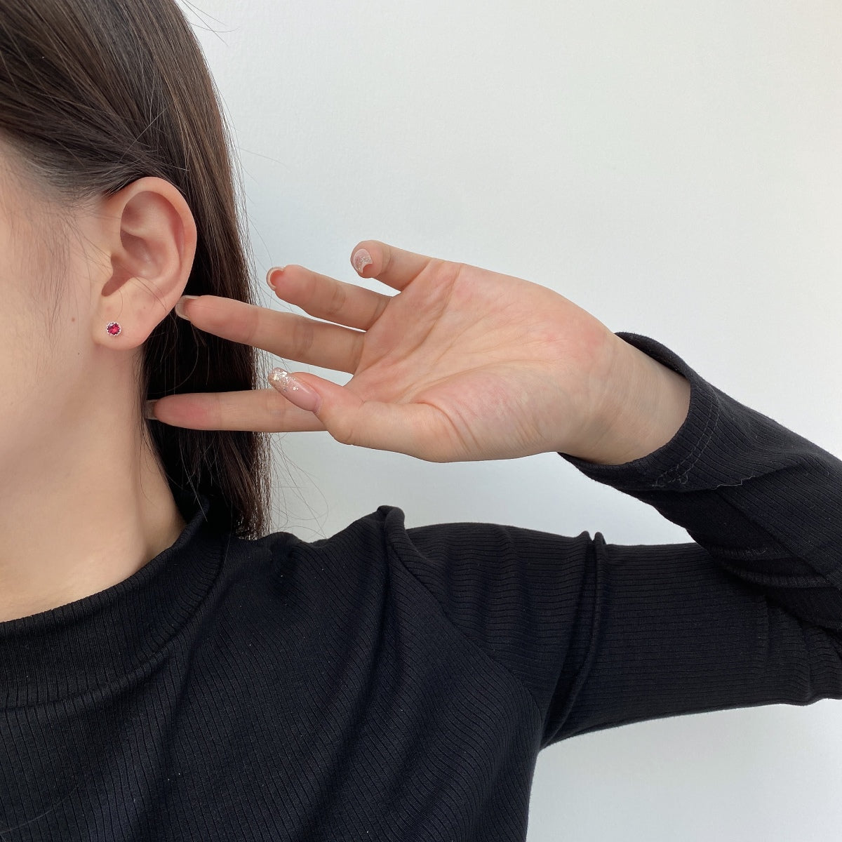 [Rose Tomorrow]Sparkling Colorful Round Shape Earrings