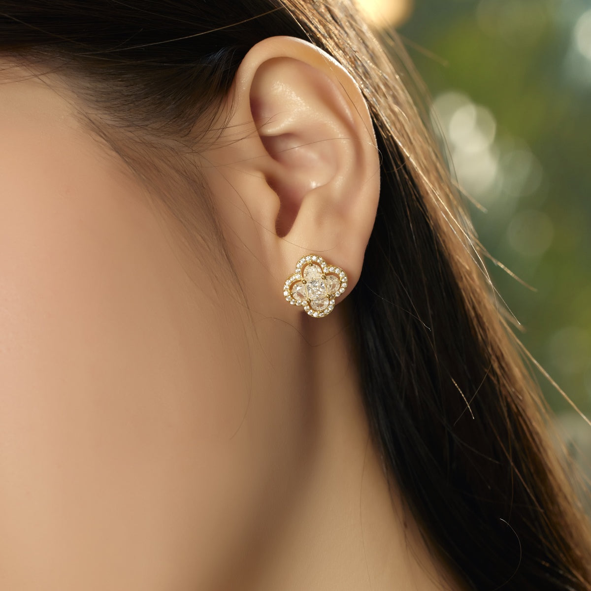 [Rose Tomorrow]Lucky Four-Leaf Clover Exquisite Earrings