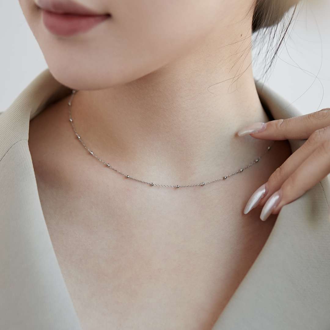 [Rose Tomorrow]Small Bead Clavicle Chain Simple Necklace