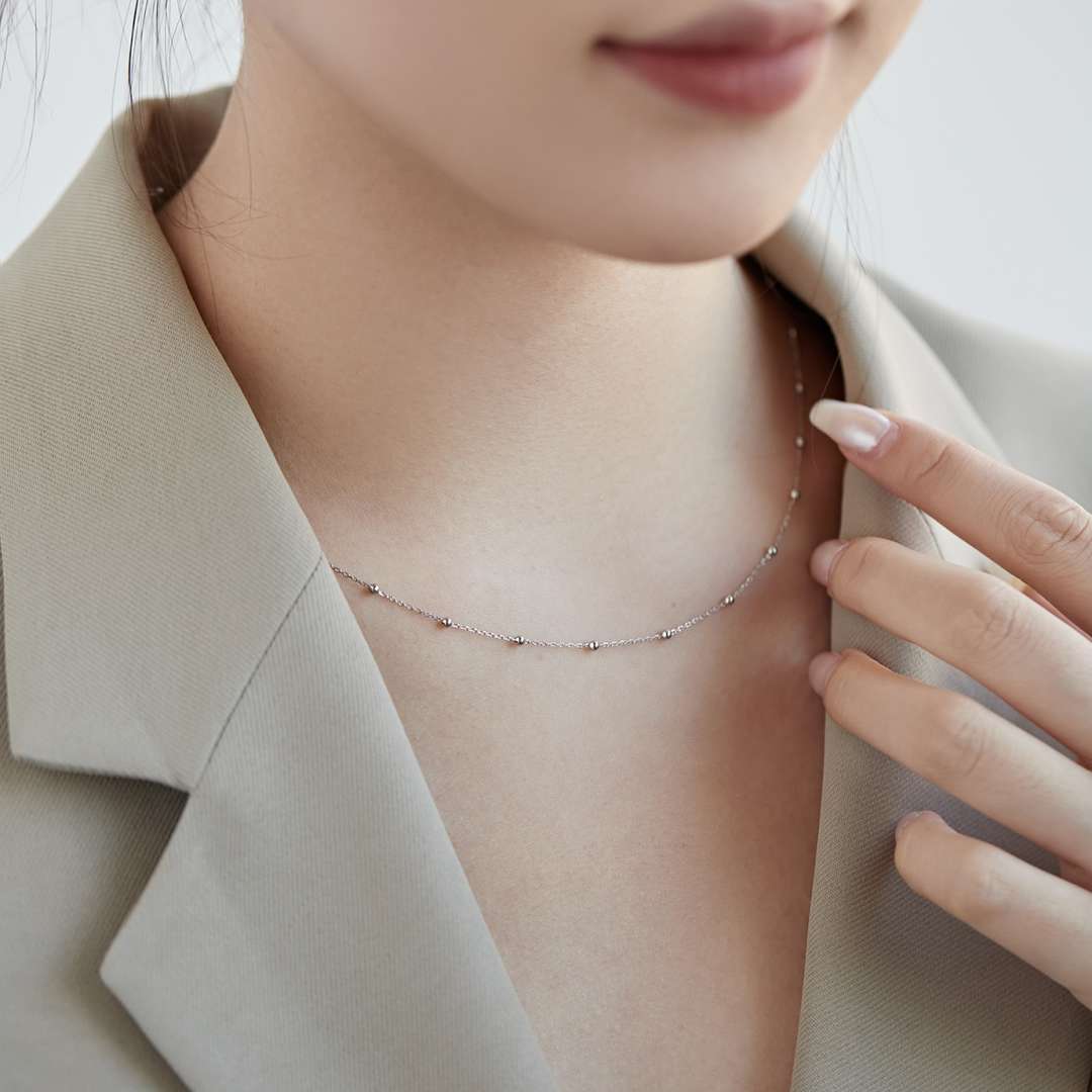 [Rose Tomorrow]Small Bead Clavicle Chain Simple Necklace