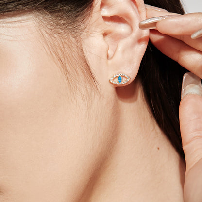 [Rose Tomorrow]Blue Devil Eyes Hollow Stud Earrings